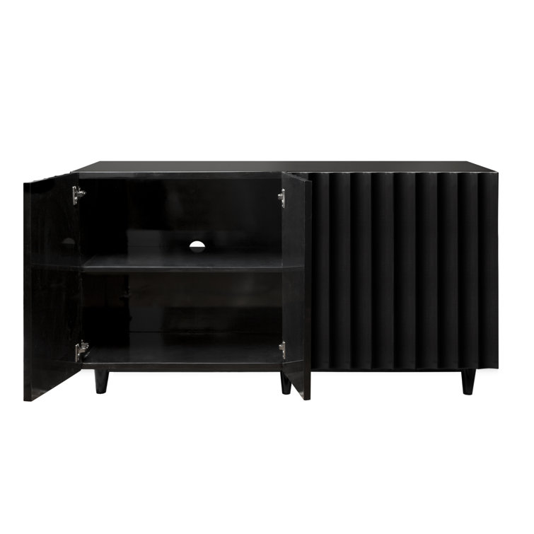 Odette 60'' Black Lacquer Scalloped Sideboard