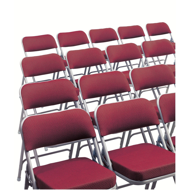 New Burgundy Armless Fabric and Vinyl Reception Chair with Metal Frame