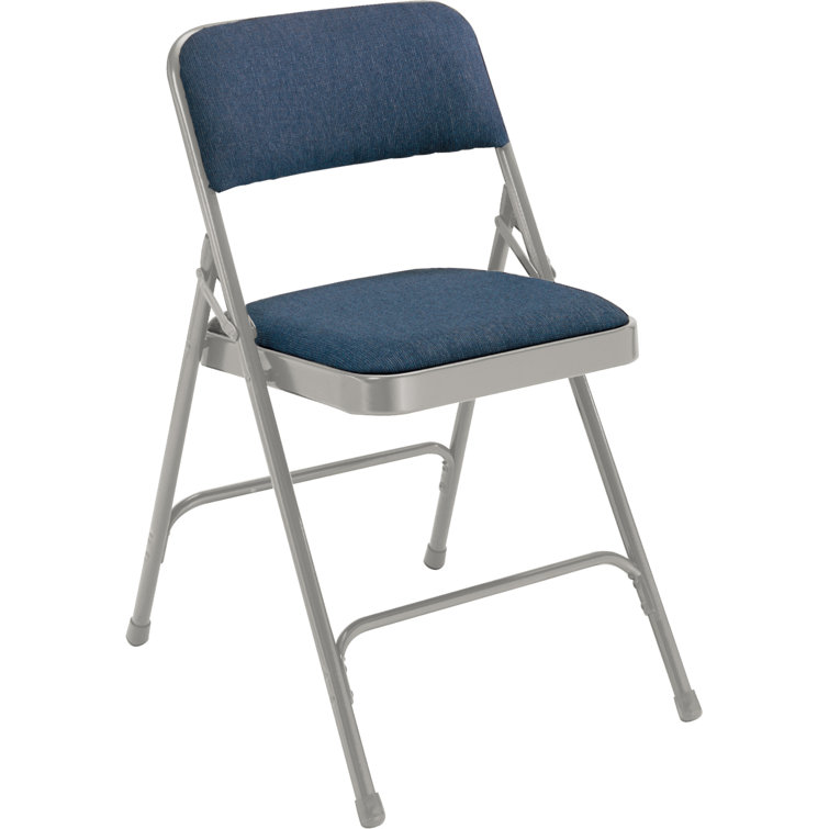 Imperial Blue and Gray Fabric Padded Folding Chair Set