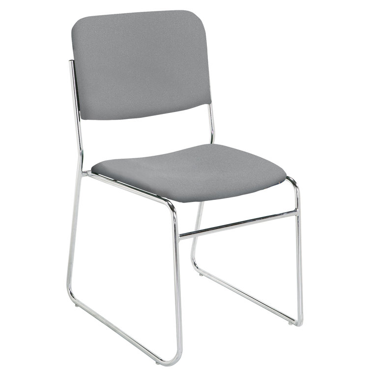 Classic Grey Fabric Padded Metal Stackable Chair