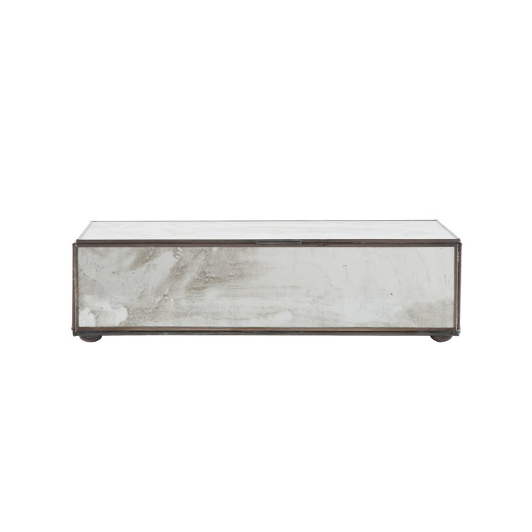 Antique Mirror and Brass Rectangular Lidded Box