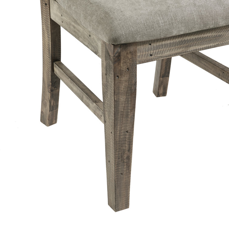 Gray Upholstered Solid Wood Dining Side Chair Set