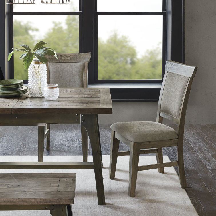 Gray Upholstered Solid Wood Dining Side Chair Set