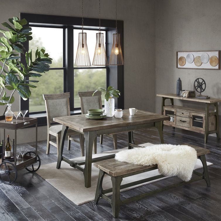 Gray Upholstered Solid Wood Dining Side Chair Set