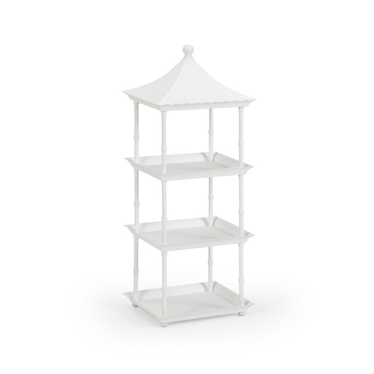 White Pagoda Etagere Bookcase with Bamboo Sides