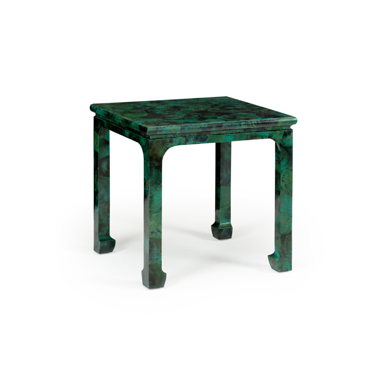 Malachite Square Wood End Table in Green Finish