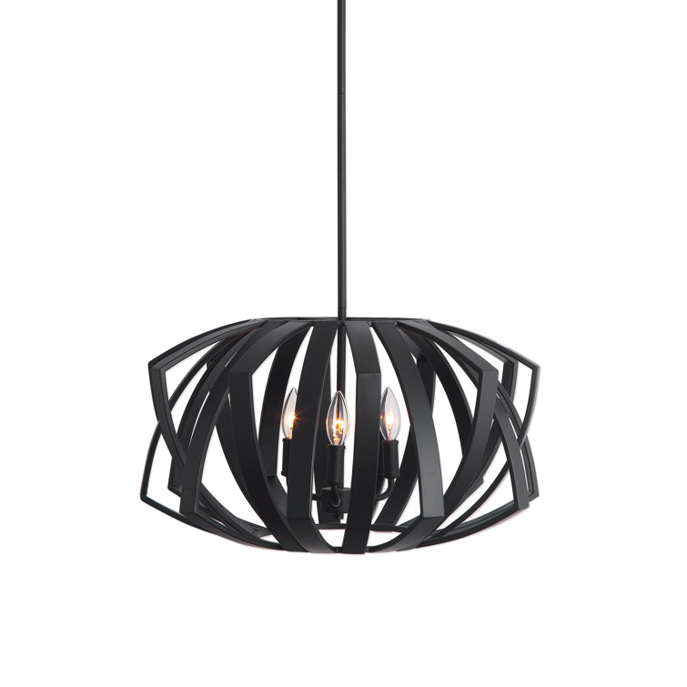 Matte Black Geometric Metal 3-Light Pendant