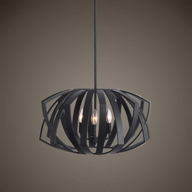Matte Black Geometric Metal 3-Light Pendant