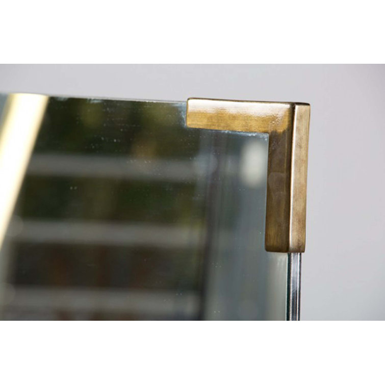 Large Rectangular Brown Metal Wall Mirror