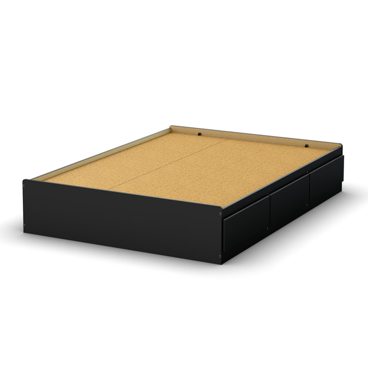 Black Full Platform Bed with Storage Drawers