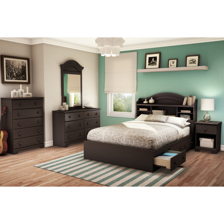 Summer Breeze Blue Twin Wood Platform Bed with Storage