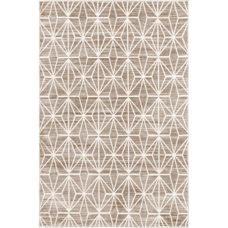 Brown Geometric 4' x 6' Stain-Resistant Indoor Rug