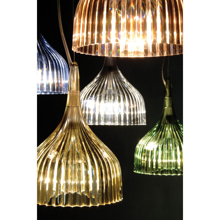 Ferruccio Laviani Mini Crystal Rose Chrome Pleated Pendant