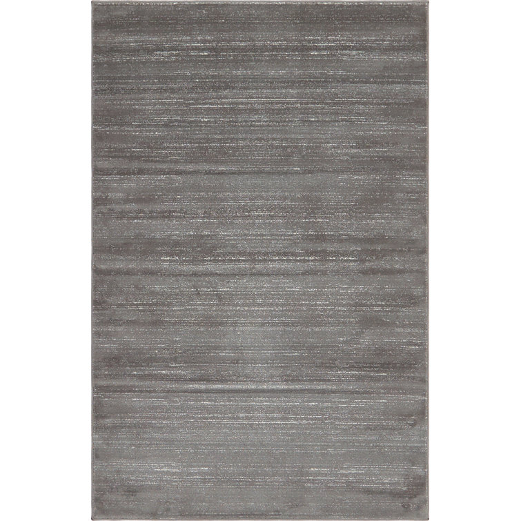 Elegant Gray 4' x 6' Rectangular Easy-Care Synthetic Area Rug