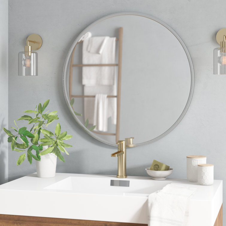 Transitional Divinity 25" Silver Hammered Aluminum Circular Vanity Mirror