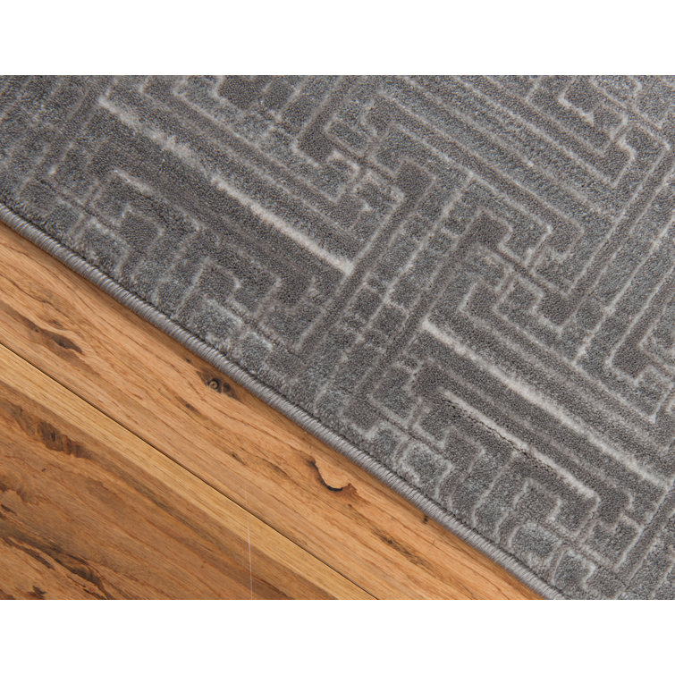 Gray Geometric 8' x 10' Stain-Resistant Synthetic Rug