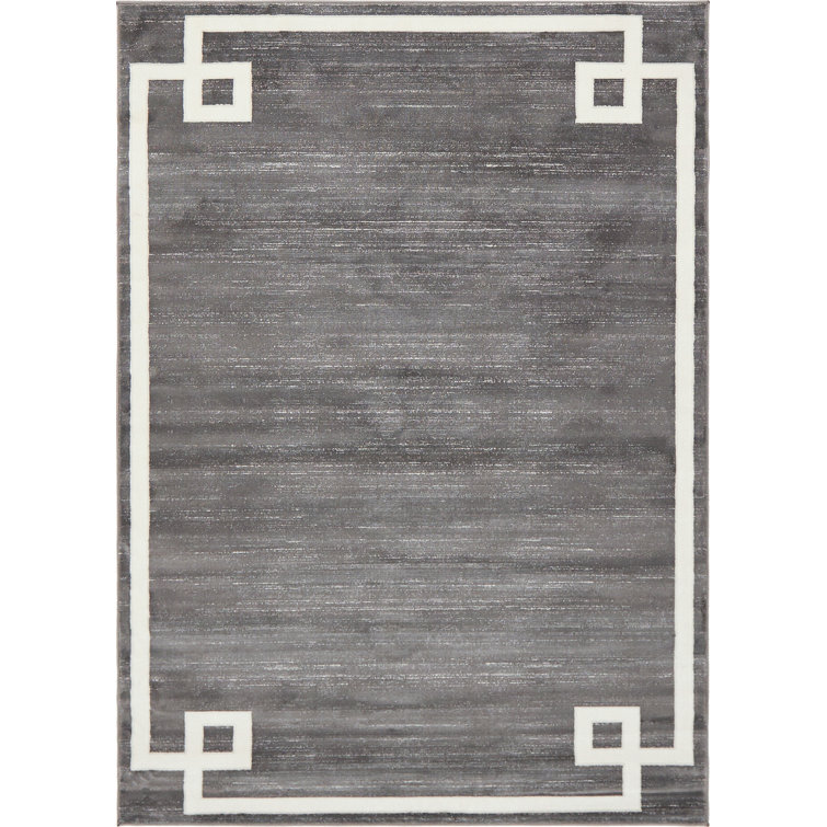 Gray Geometric 9' x 12' Synthetic Easy Care Area Rug