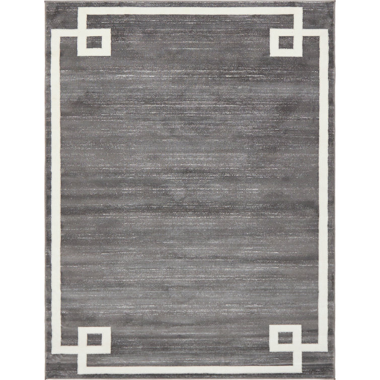 Gray Geometric Synthetic 8' x 10' Rectangular Area Rug