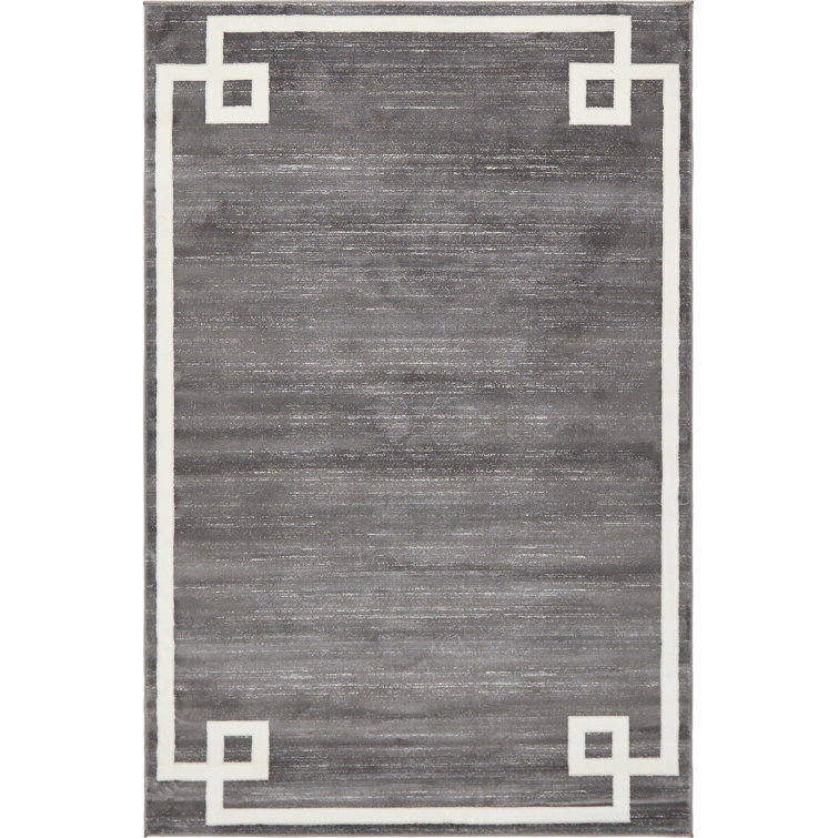 Reversible Gray Geometric 4' x 6' Rectangular Synthetic Rug