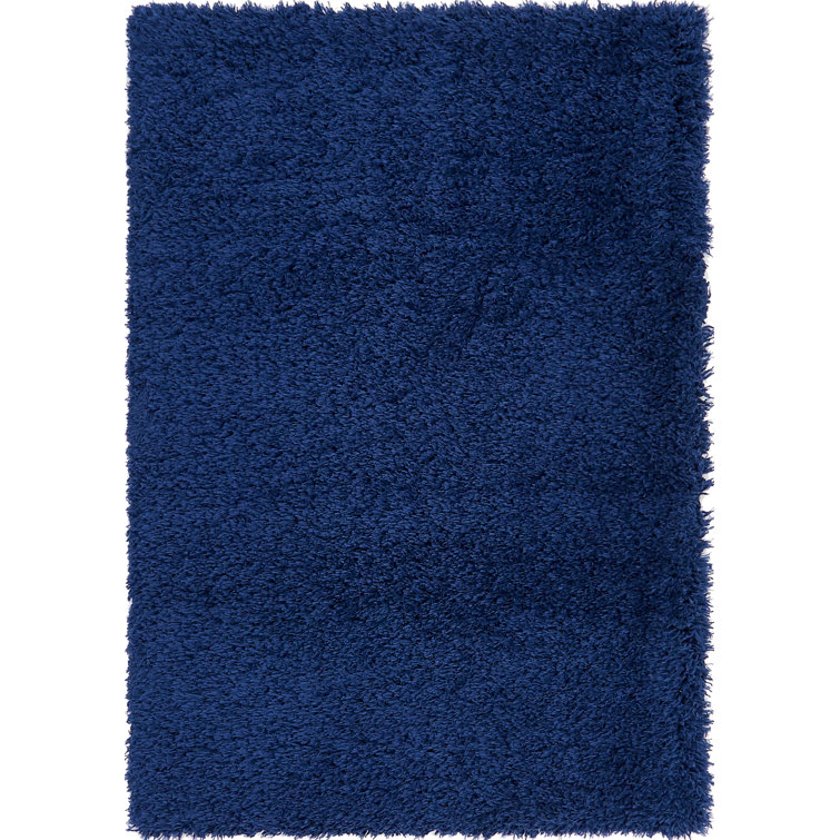 Aegean Blue Rectangular Shag Synthetic Area Rug 5'1" x 8'