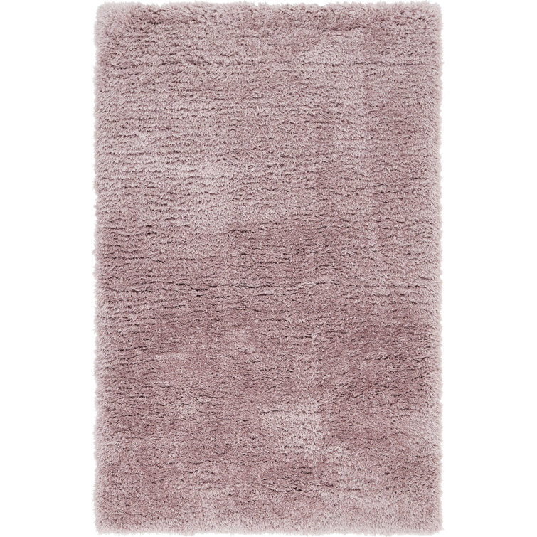 Lorelei Pink Solid Synthetic Shag Rectangular Rug