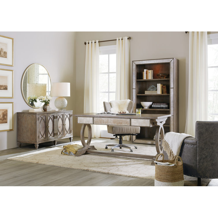 Traditional White Oak 64" Home Office Desk with 3 Drawers