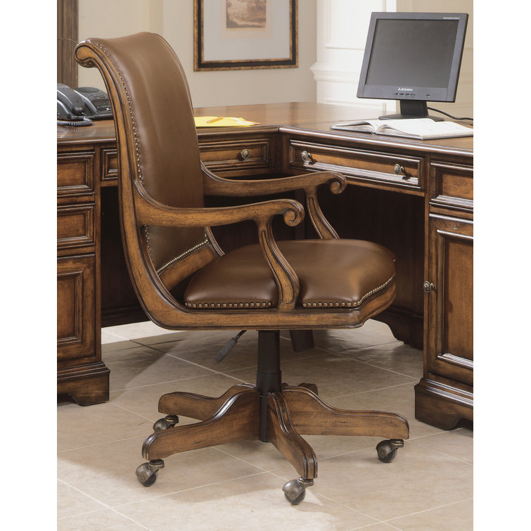 Brown Cherry Genuine Leather Swivel Executive Chair