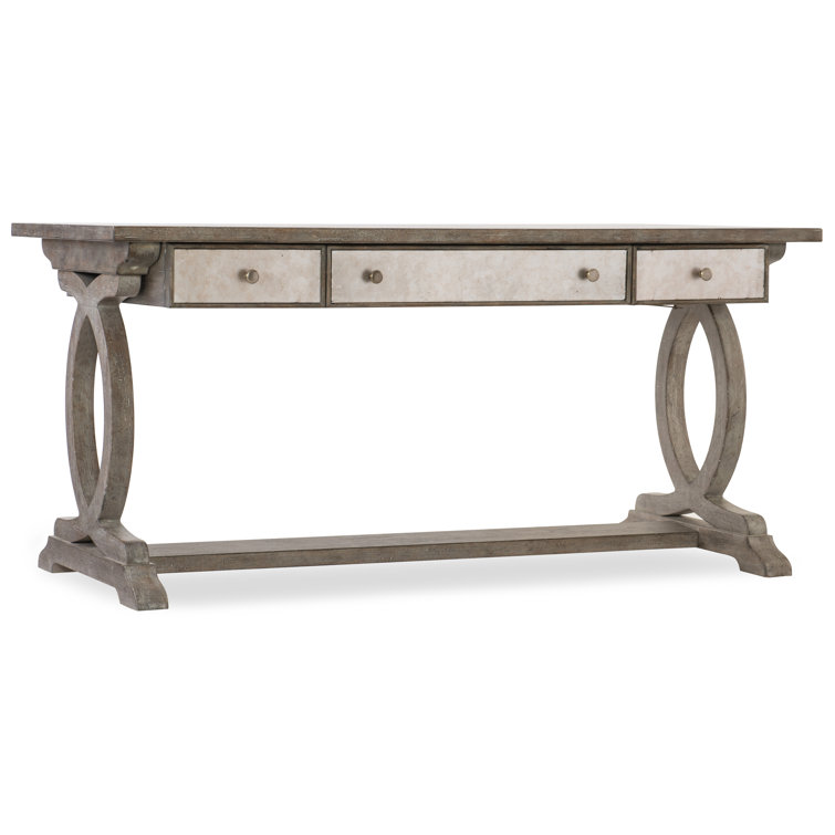 Traditional White Oak 64" Home Office Desk with 3 Drawers