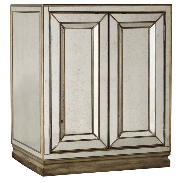 Gold and Silver Mirrored 2-Drawer Traditional Nightstand