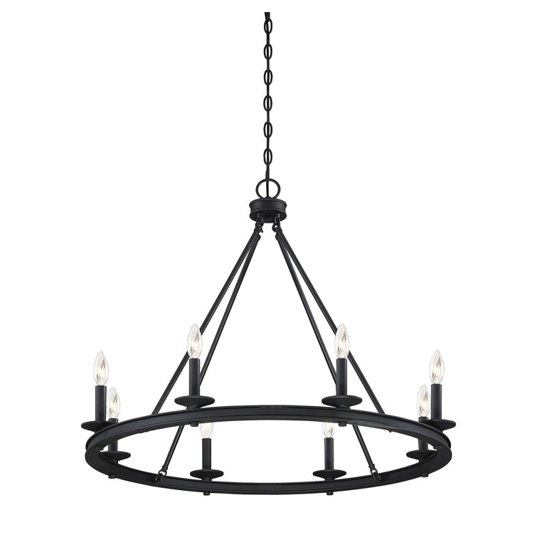 Matte Black 8-Light Metal Candle Chandelier