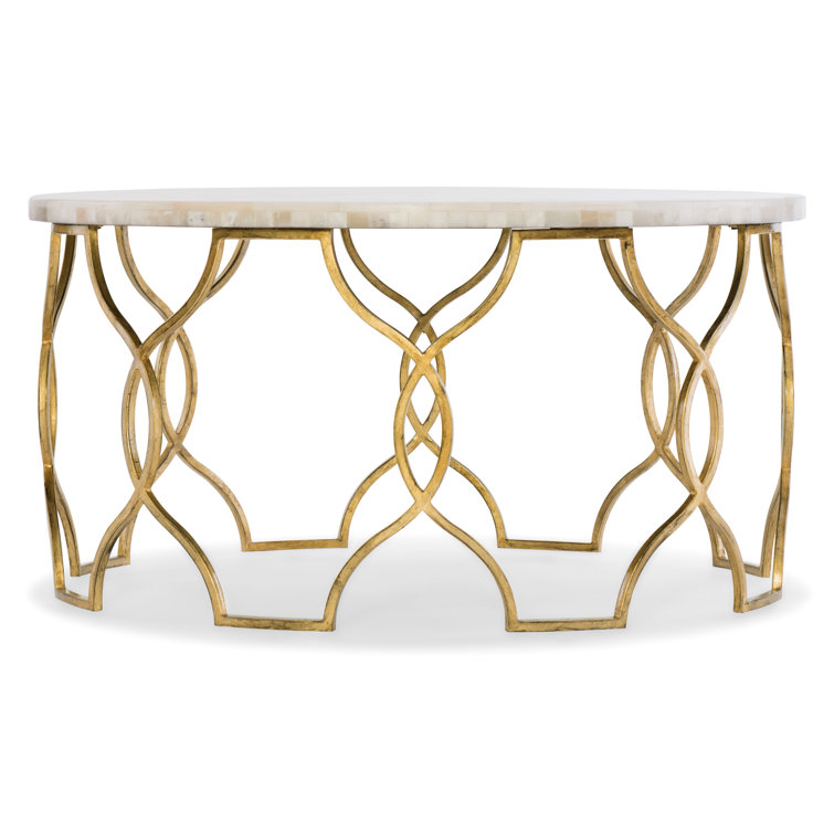Round White Marble and Gold Coffee Table
