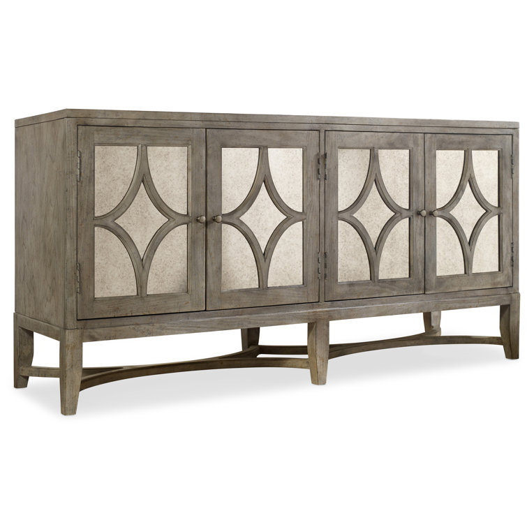 Gray Mirrored Wood Transitional Sideboard with Storage