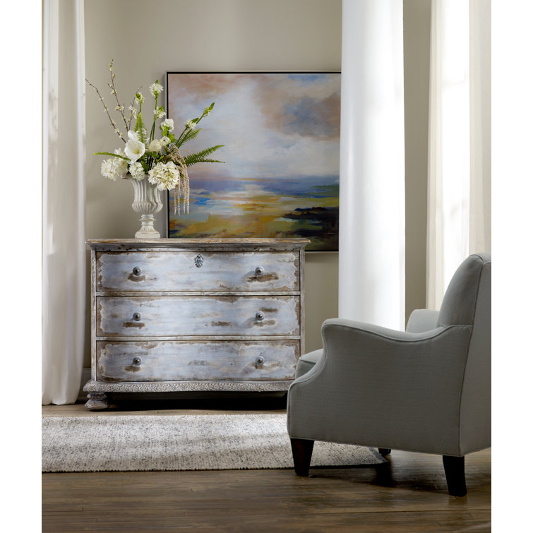 Blue Distressed 3-Drawer Traditional Wood Dresser