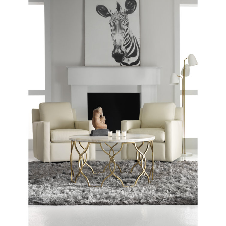 Round White Marble and Gold Coffee Table