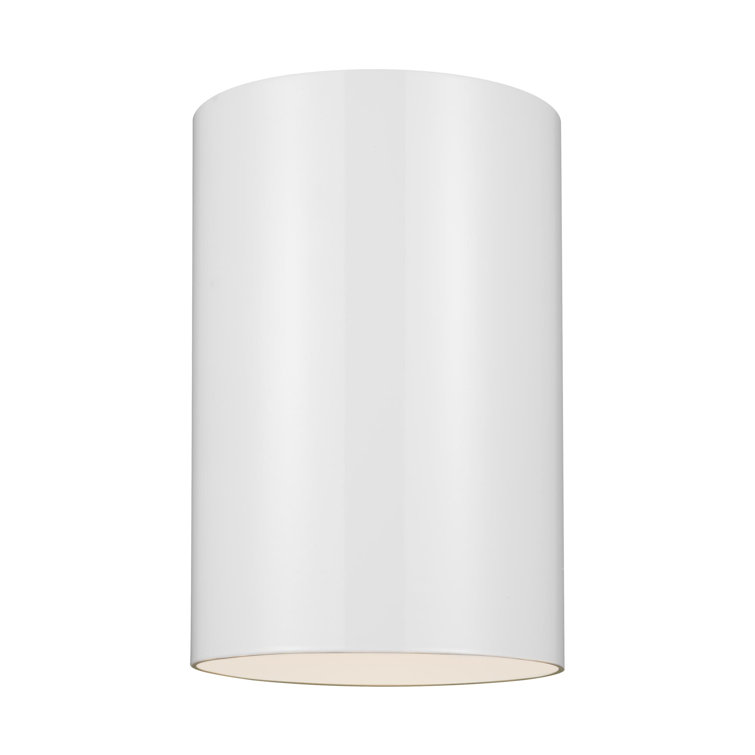 White Aluminum Cylinder LED Flush Mount Light