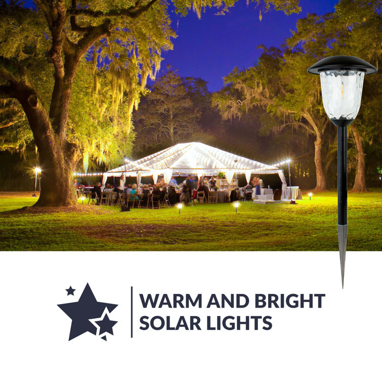 Black Stainless Steel Solar LED Pathway Light Pack, 4-Piece Set