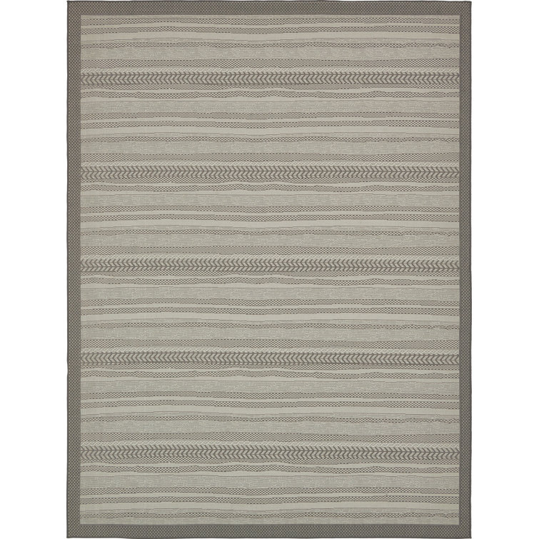 Gray Synthetic 9' x 12' Reversible Outdoor Area Rug