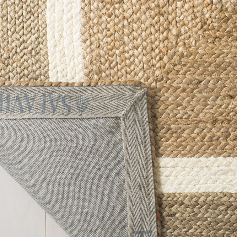 Natural and Gray Handwoven Jute Area Rug, 4' x 6'