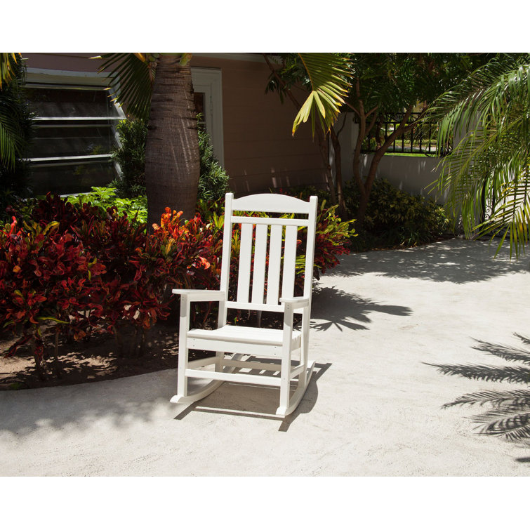 White Recycled Plastic Presidential Rocking Chair with Arms