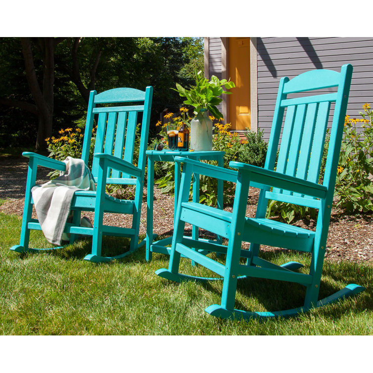 Aruba Blue HDPE Outdoor Rocking Chair with Arms