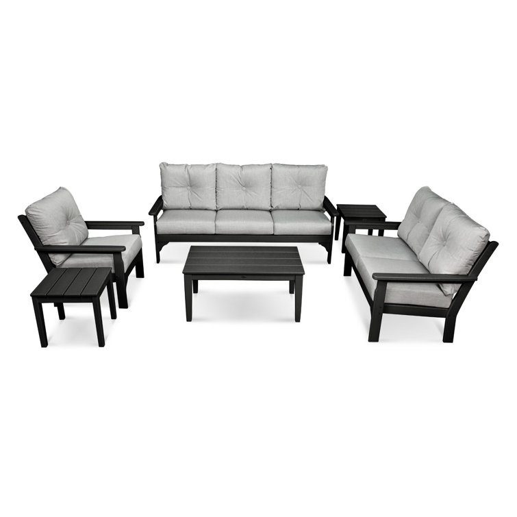Black and Gray 6-Piece Deep Seating Set with Cushions