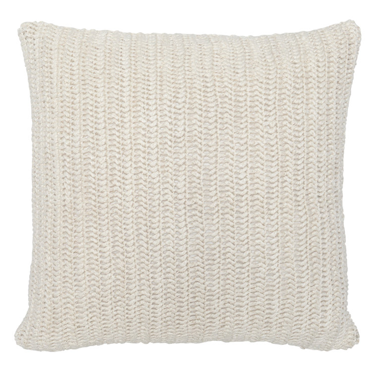 Ivory Knitted Square Throw Pillow 22" x 22"