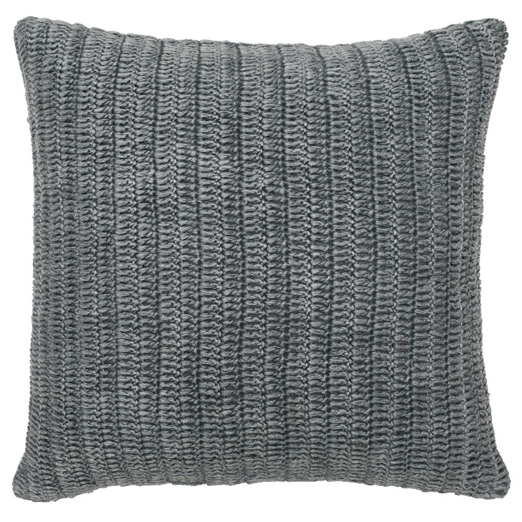 Gray Chunky Knit Linen Square Throw Pillow