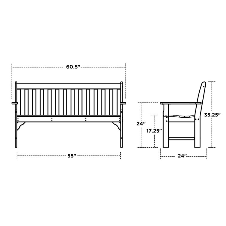 Slate Gray 60" Recycled Plastic Outdoor Bench