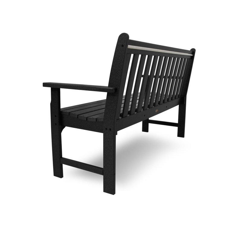Black Polywood Vineyard Outdoor Bench with Armrests