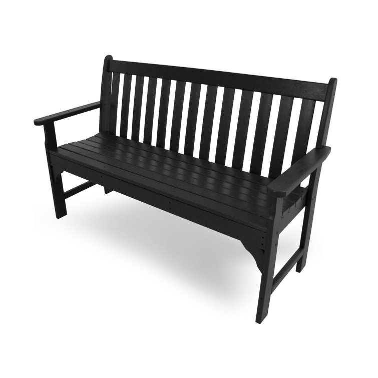 Black Polywood Vineyard Outdoor Bench with Armrests