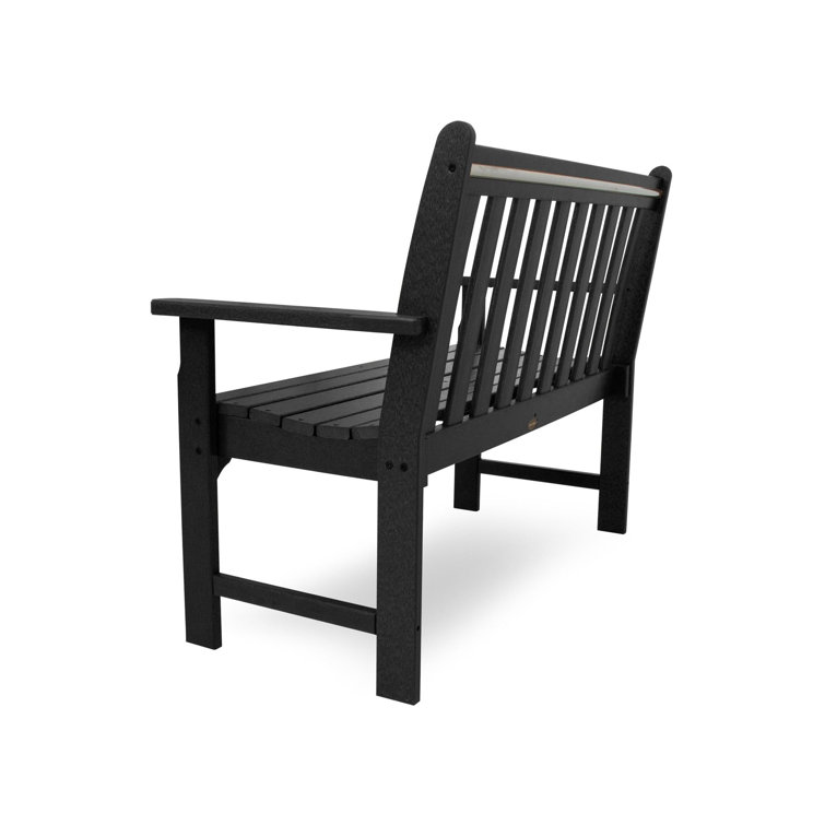 Black Slat-Rail 48" Outdoor Patio Bench