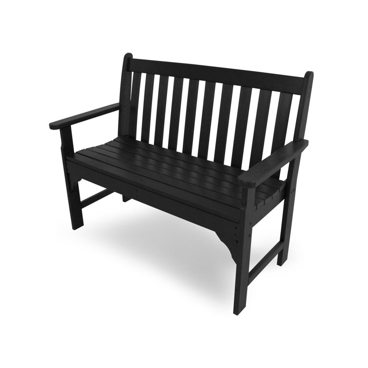 Black Slat-Rail 48" Outdoor Patio Bench