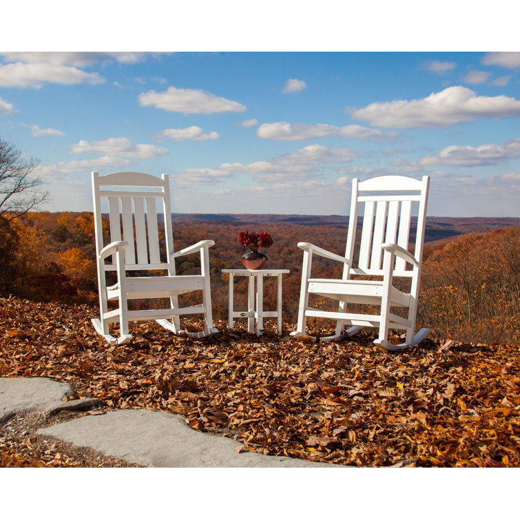 White 18" Round Polywood Outdoor Side Table