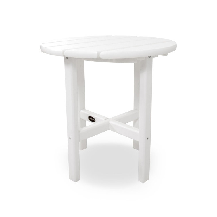 White 18" Round Polywood Outdoor Side Table